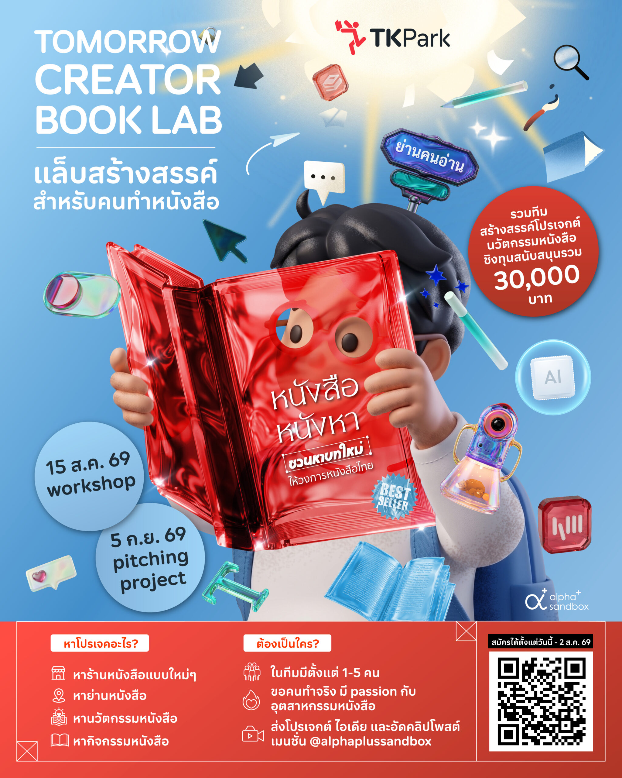 หนังสือหนังหา – TK PARK เปิดพื้นที่ทดลองให้คนทำจริงมา “หาบทใหม่” ให้วงการหนังสือไทย ในโครงการ TOMORROW CREATOR BOOK LAB
